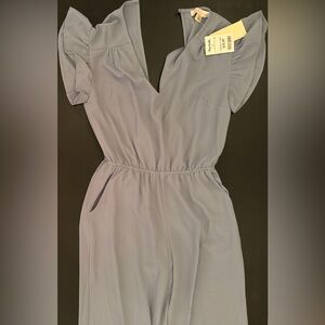 NWT Monteau Slate Blue Ruffle Long Romper 🩵 - Small